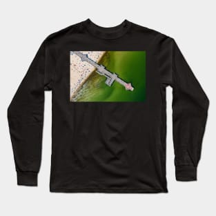 Crowded beach during summertime aerial view Long Sleeve T-Shirt